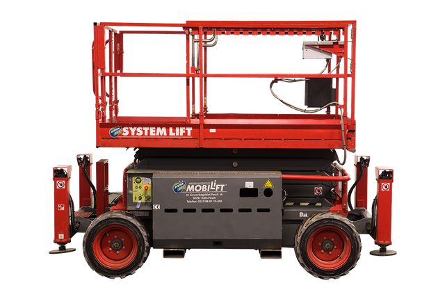 11,80 Meter Scherenarbeitsbühne elektrisch mit stützen