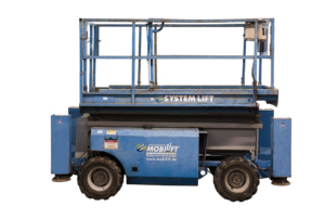 Scheren-Arbeitsbühne 11,8m mit Stützen