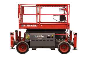 Scheren-Arbeitsbühne 11,8m Elektro mit Stützen